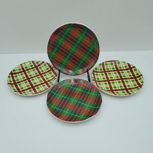 IQ Accessories Plaid Appetizer Plates Red Green Holiday Dessert Plates